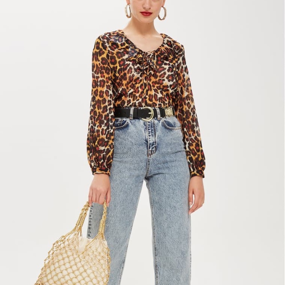 Topshop Leopard Print Ruffle Blouse - Picture 8 of 14